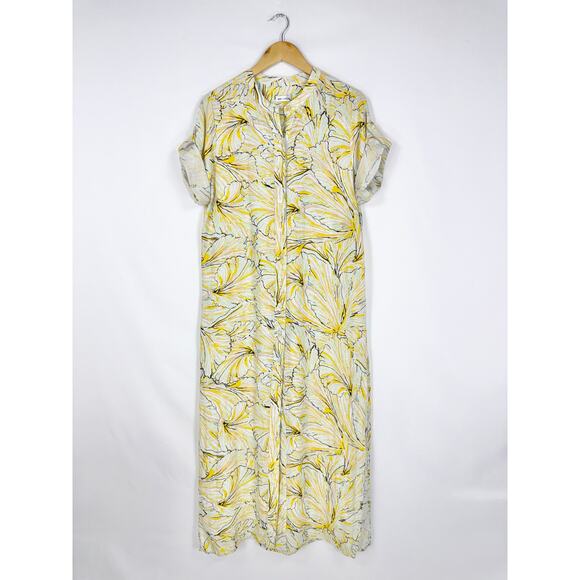 Onia x DVF Women's Renee Tropical Floral Linen Maxi Dress Yellow - Picture 1 of 16